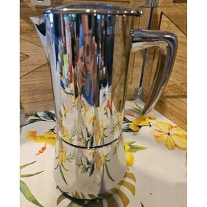 Art Deco Stainless Steel Moka Espresso Pot Portable Stovetop 35oz Capacity